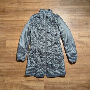 Danier Puffer Jacket Womens Size Small Gray Full Zip Winter Long Casual